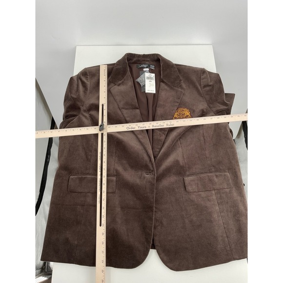 Lauren Ralph Lauren Women Brown Corduroy Blazer Jacket Crest Button Size 22W - Picture 5 of 12